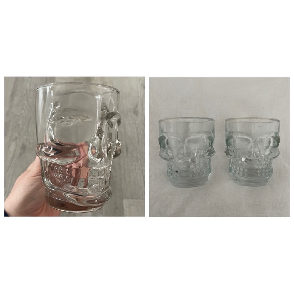 Skull glass mug and Skull shot glass, set of 2